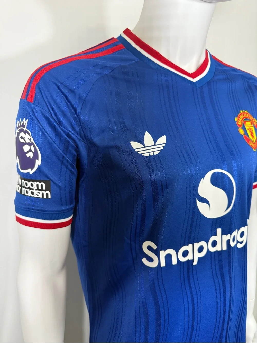 adidas Manchester United away Blue Soccer Jersey with Red & White Trim
